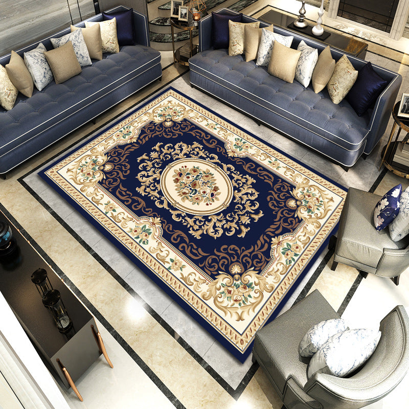 Modern European Area Rug Medallion Print Indoor Rug Washable Carpet with Non-Slip Backing