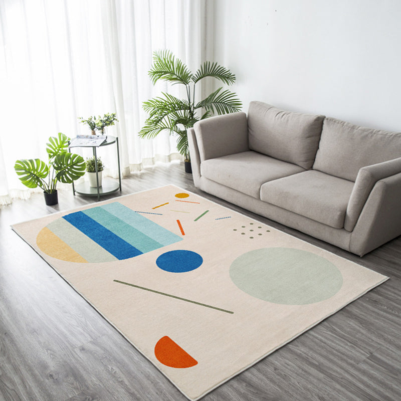 Dark Green Modern Rug Polyester Leaves Rug Non-Slip Backing Rug for Living Room