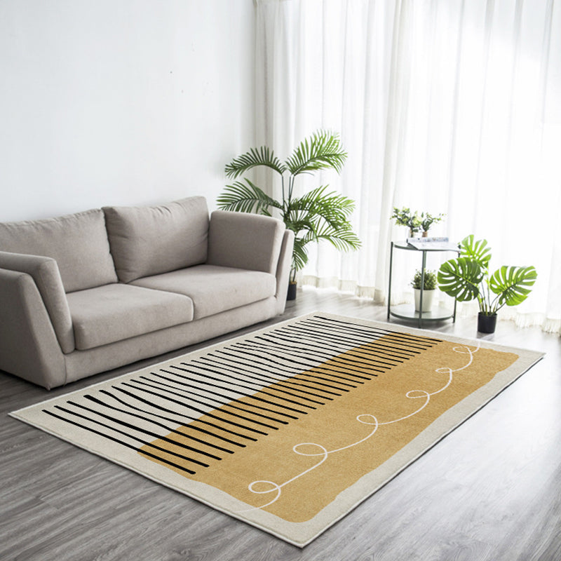 Dark Green Nordic Rug Polyester Color Block Rug Non-Slip Backing Rug for Living Room