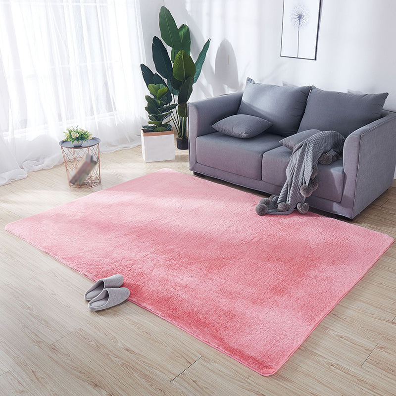 Minimalist Solid Color Carpet Funky Washable Rug Polyester Stain Resistant Area Rug for Living Room