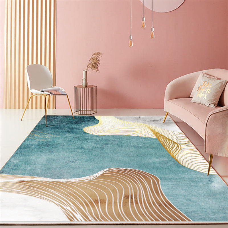 Modern Abstract Art Carpet Polyester Area Rug Non-Slip Backing Indoor Carpet for Living Room
