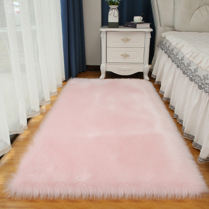 Minimalist Solid Color Rug Modern Area Rug Polyester Stain Resistant Shag Rug for Bedside