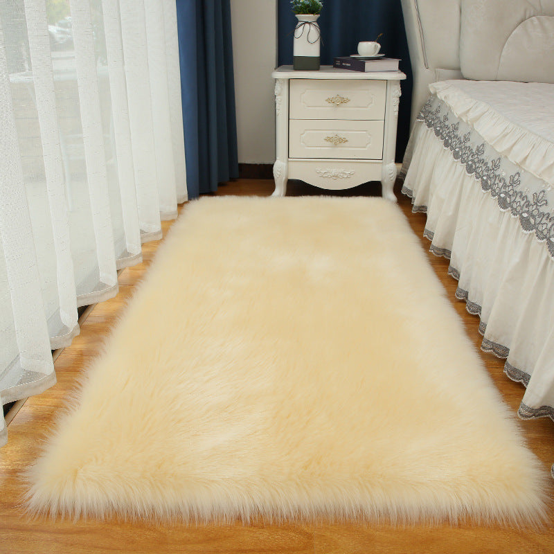 Minimalist Solid Color Rug Modern Area Rug Polyester Stain Resistant Shag Rug for Bedside