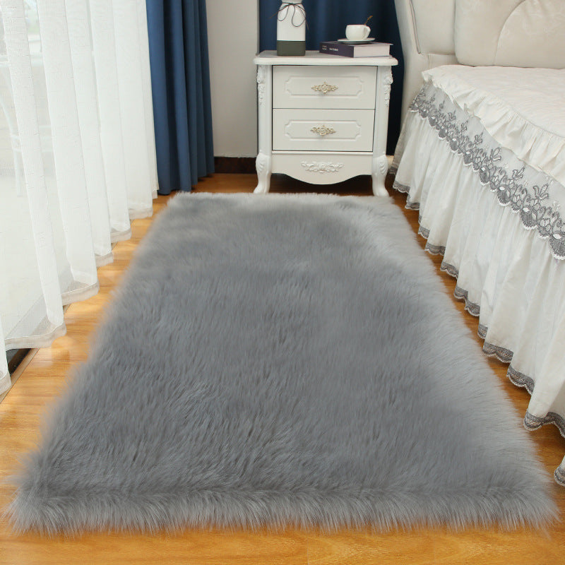 Minimalist Solid Color Rug Modern Area Rug Polyester Stain Resistant Shag Rug for Bedside