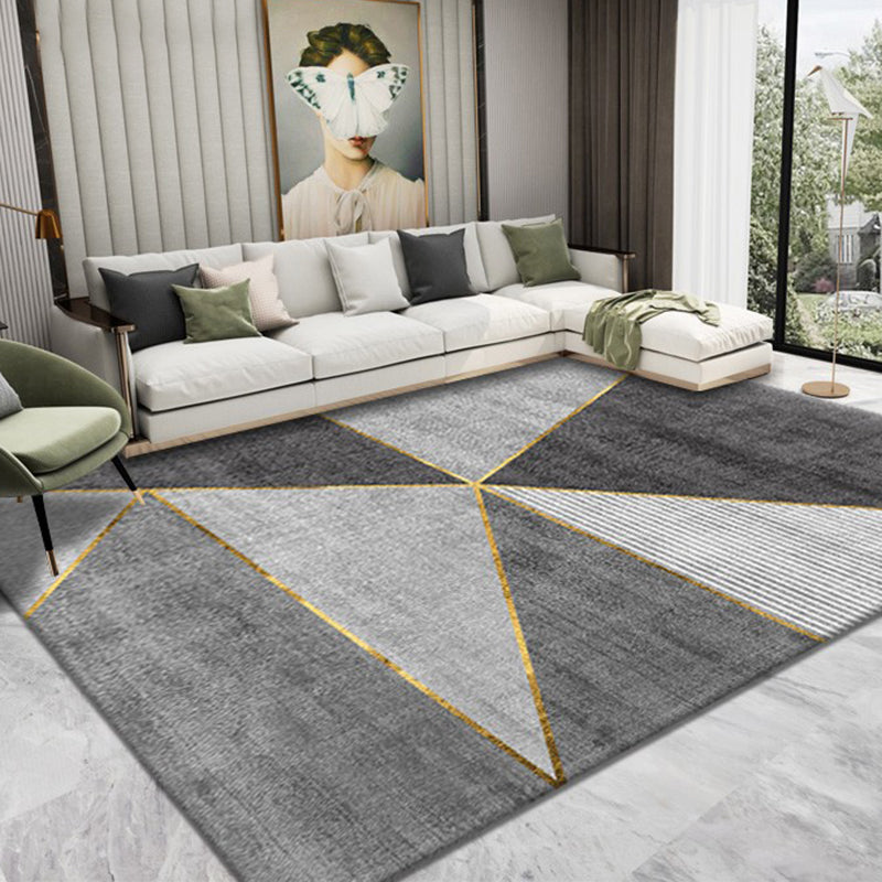 Grey Modern Rug Blended Graphic Rug Non-Slip Backing Rug for Home Decor