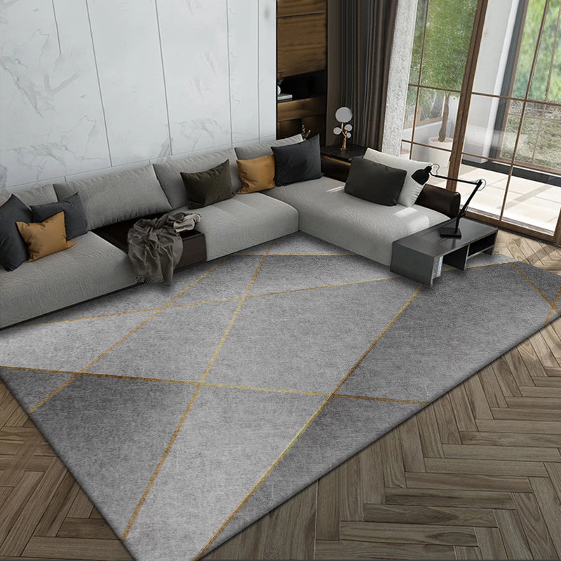 Grey Modern Rug Blended Graphic Rug Non-Slip Backing Rug for Home Decor
