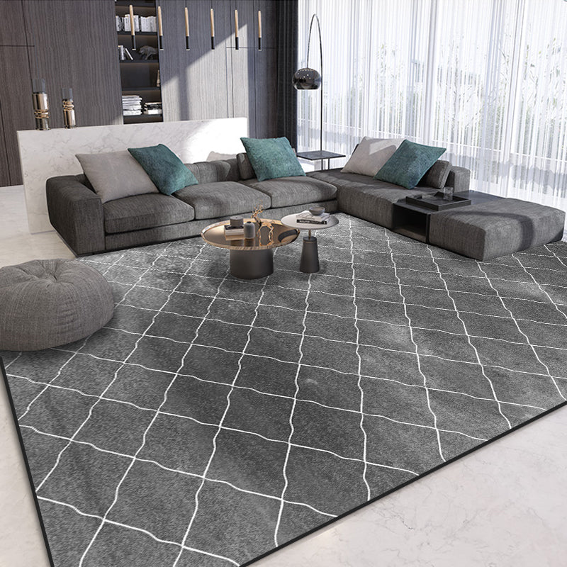 Grey Modern Rug Blended Graphic Rug Non-Slip Backing Rug for Home Decor