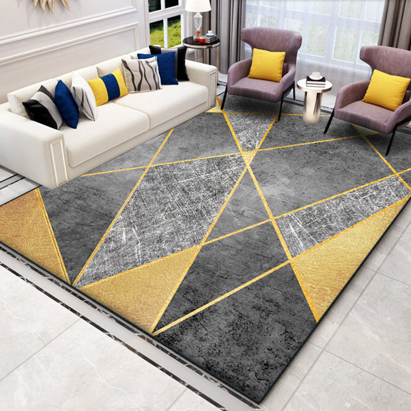 Grey Modern Rug Blended Graphic Rug Non-Slip Backing Rug for Home Decor