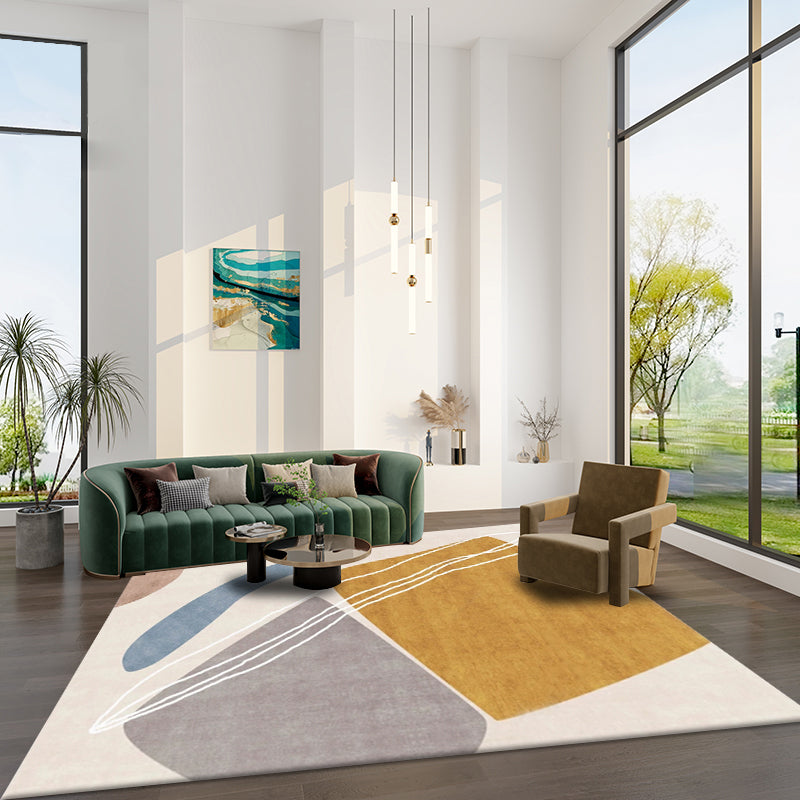 Orange Modern Rug Blending Color Block Rug Non-Slip Backing Rug for Home Decoration