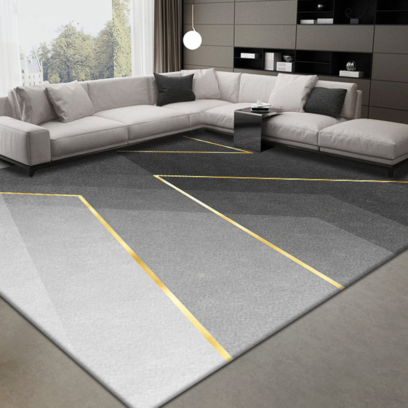 Grey Contemporary Rug Blending Graphic Rug Non-Slip Backing Rug for Home Decor