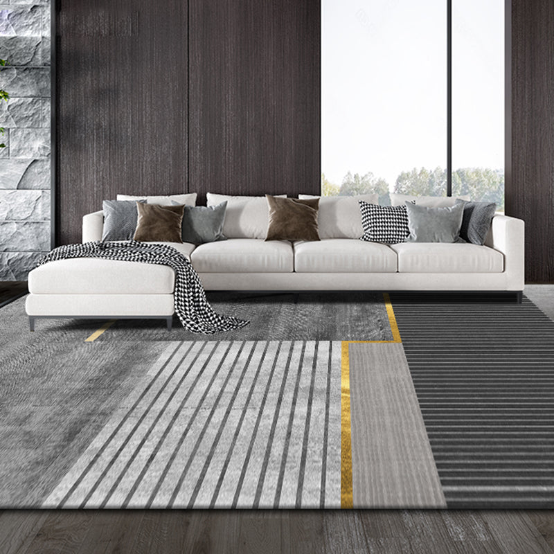 Grey Contemporary Rug Blending Graphic Rug Non-Slip Backing Rug for Home Decor