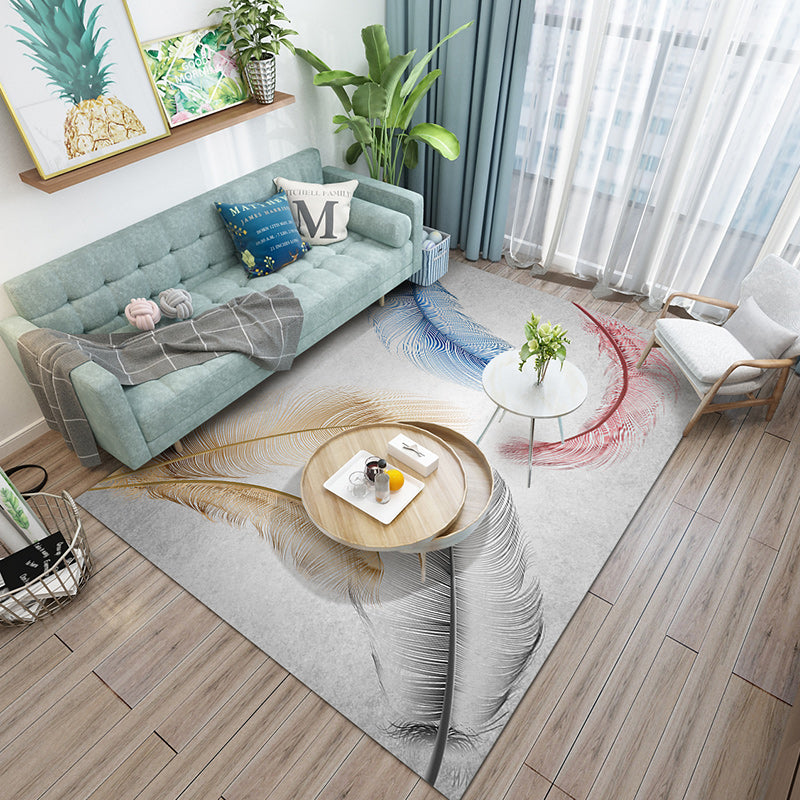 Contemporary Polyester Rug Abstract Pattern Rug Stain Resistant Area Carpet for Living Room