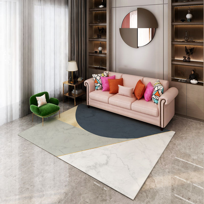 Contemporary Polyester Rug Abstract Pattern Rug Stain Resistant Area Carpet for Living Room