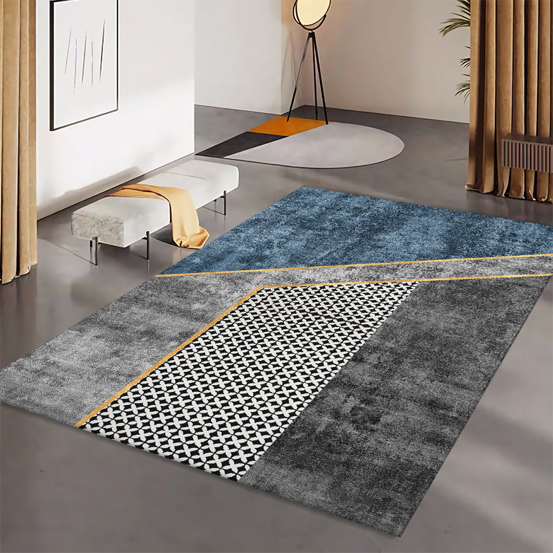 Dark Grey Rug Blending Graphic Rug Non-Slip Backing Rug for Living Room