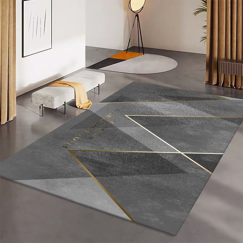 Dark Grey Rug Blending Graphic Rug Non-Slip Backing Rug for Living Room