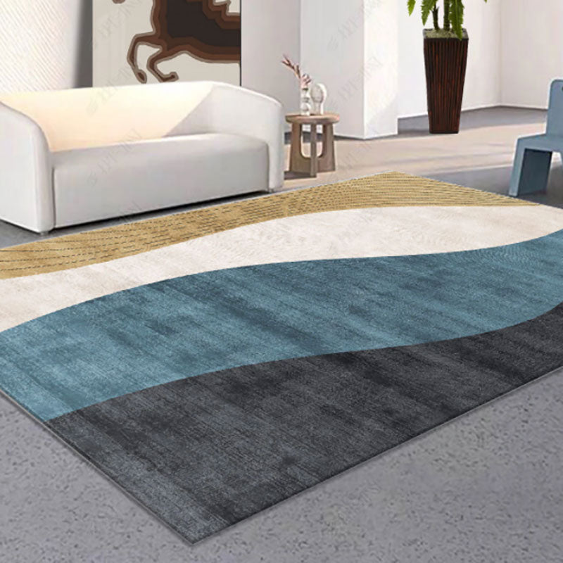 Light Orange Simple Rug Polyester Line Rug Washable Indoor Rug for Living Room