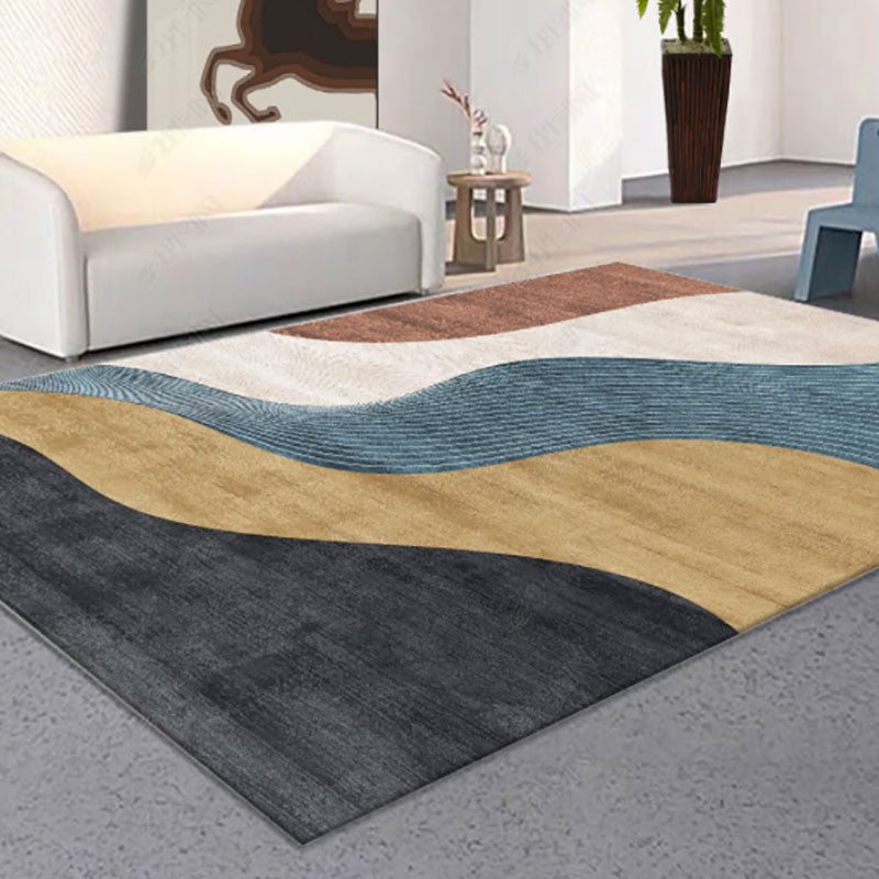 Light Orange Simple Rug Polyester Line Rug Washable Indoor Rug for Living Room