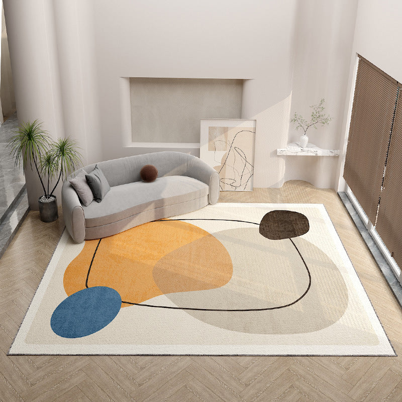Orange Modern Rug Polyester Color Block Rug Non-Slip Backing Rug for Home Decor