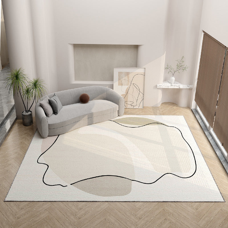 Orange Modern Rug Polyester Color Block Rug Non-Slip Backing Rug for Home Decor