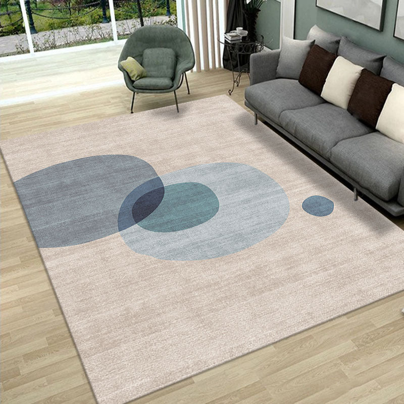 White Modern Carpet Polyester Circle Area Carpet Non-Slip Backing Carpet for Home Decor