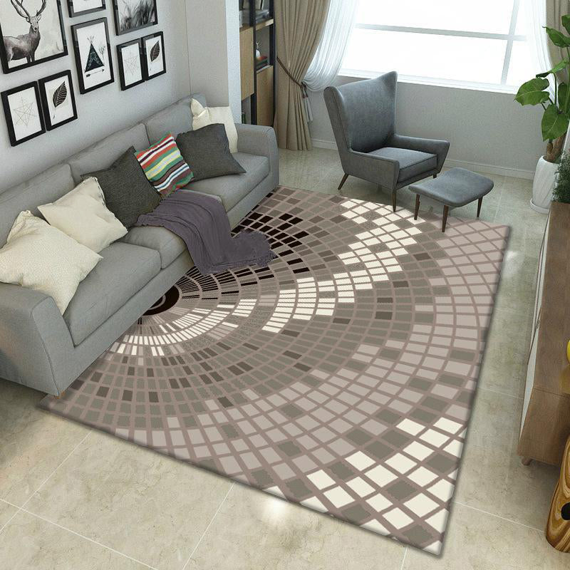 Orange Modern Rug Polyester Abstract Rug Non-Slip Backing Rug for Home Decoration