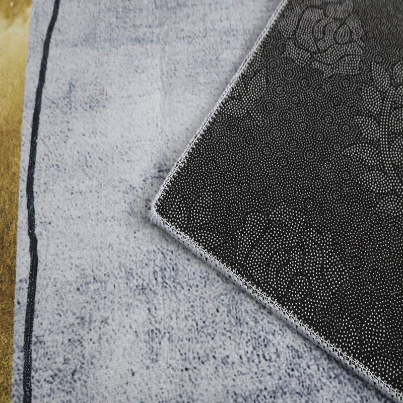 Orange Modern Rug Polyester Abstract Rug Non-Slip Backing Rug for Home Decoration