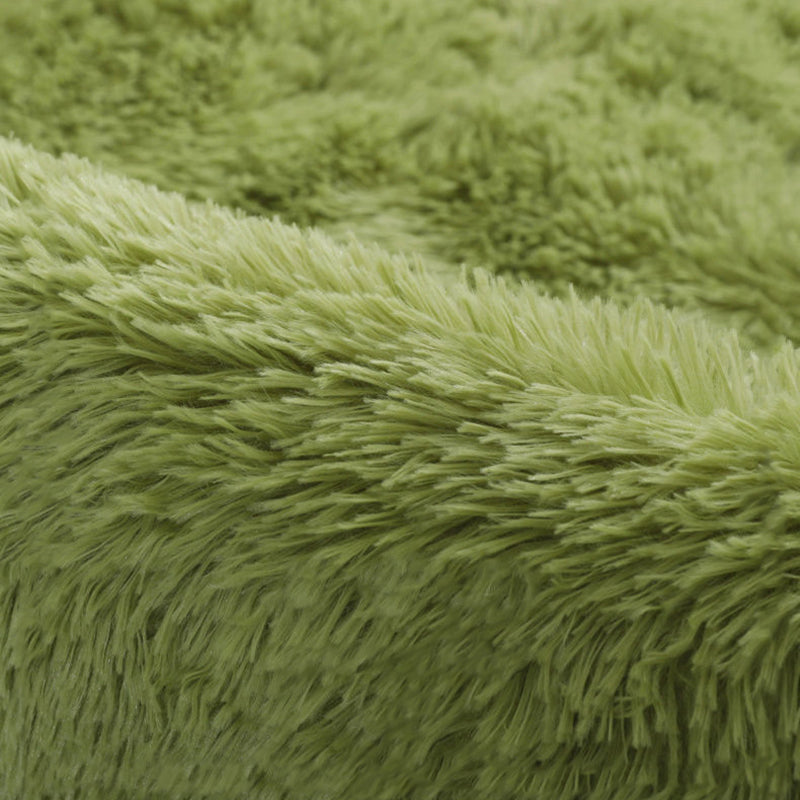 Minimalist Living Room Rug Simple Solid Color Carpet Polyester Shag Rug with Non-Slip Backing