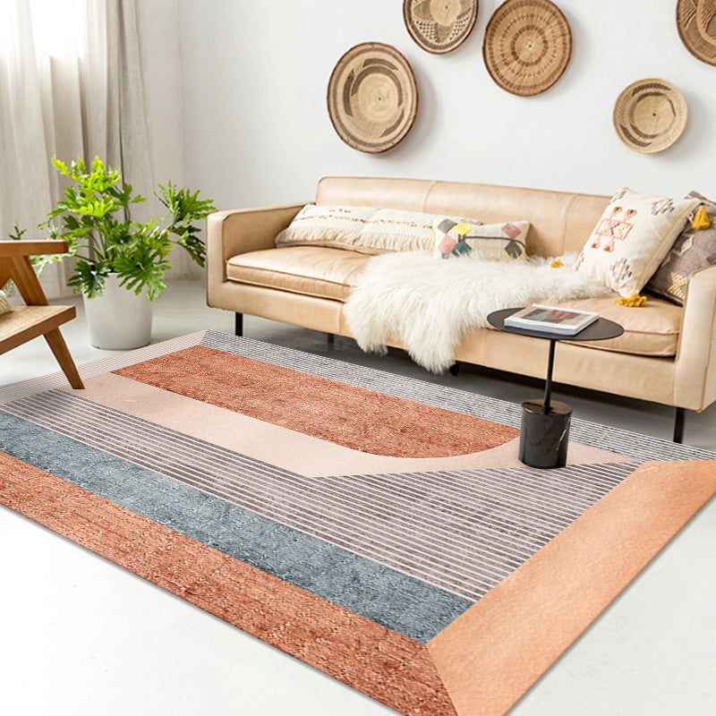 Orange Modern Rug Polyester Semicycle Rug Non-Slip Backing Rug for Home Decor