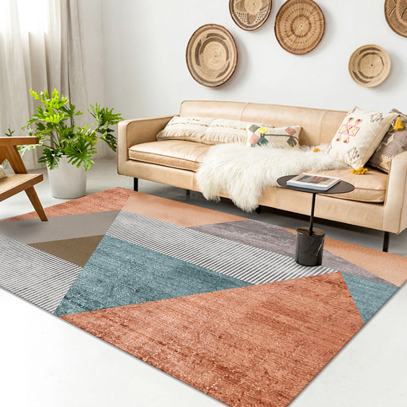 Orange Modern Rug Polyester Semicycle Rug Non-Slip Backing Rug for Home Decor