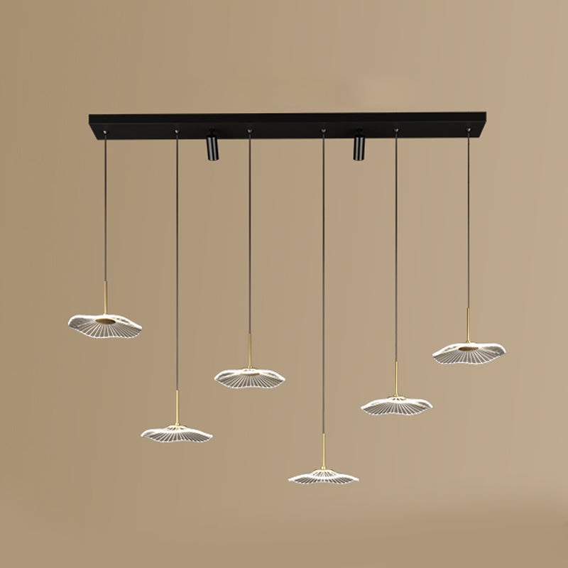 Modern Linear Island Chandelier Lights Acrylic Flush Mount Chandelier for Dining Room