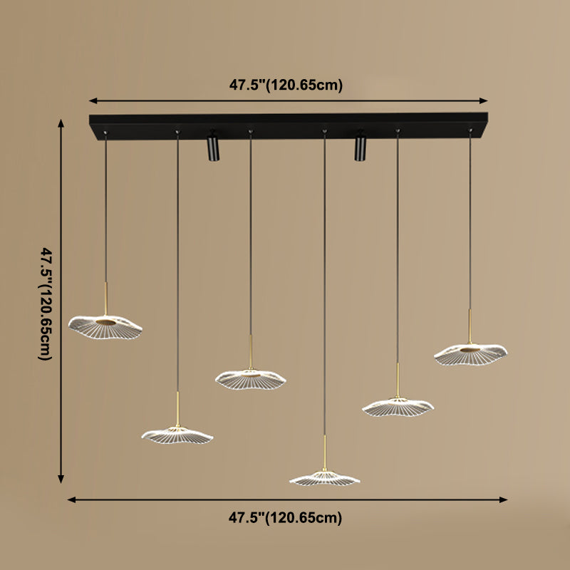 Modern Linear Island Chandelier Lights Acrylic Flush Mount Chandelier for Dining Room