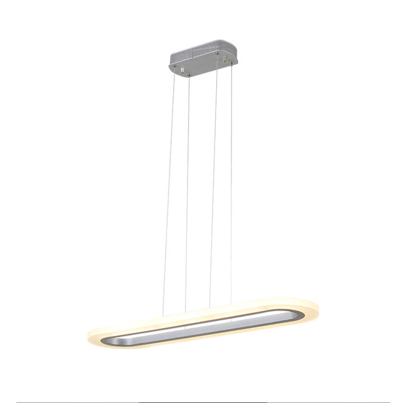 Acrylic White LED Island Light in Modern Simplicity Aluminium Oval Hanging Lamp for Commercial Place