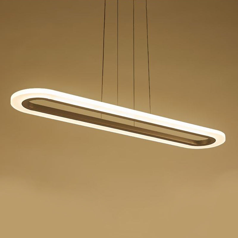 Acrylic White LED Island Light in Modern Simplicity Aluminium Oval Hanging Lamp for Commercial Place