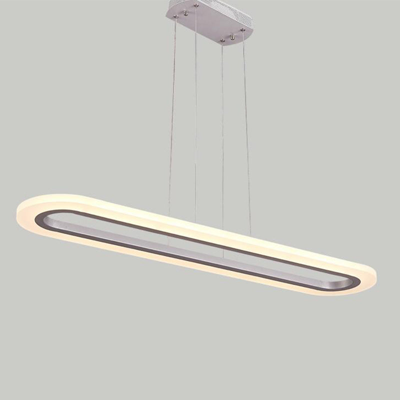 Acrylic White LED Island Light in Modern Simplicity Aluminium Oval Hanging Lamp for Commercial Place