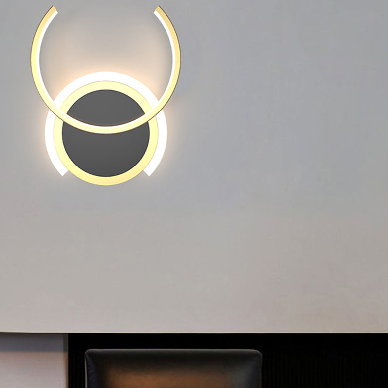 Nordic Modern Style Geometry Shade Wall Sconce Metal 2 Light Sconces in Black for Corridor