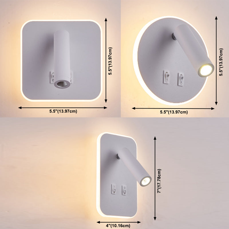 Modern Concise LED Reading Wall Lamp Iron Geometric Wall Light with Acrylic Shade