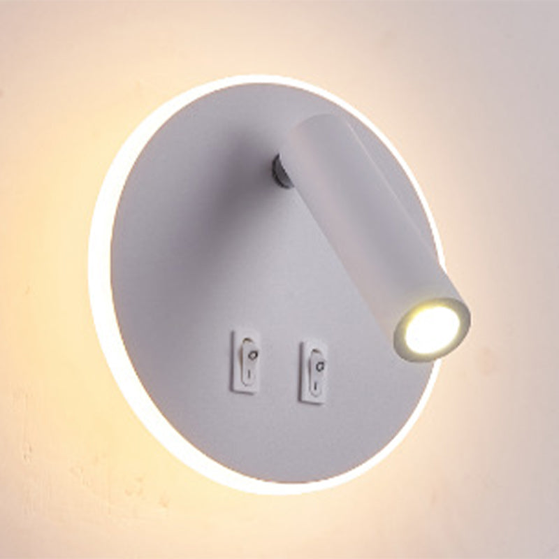 Modern Concise LED Reading Wall Lamp Iron Geometric Wall Light with Acrylic Shade