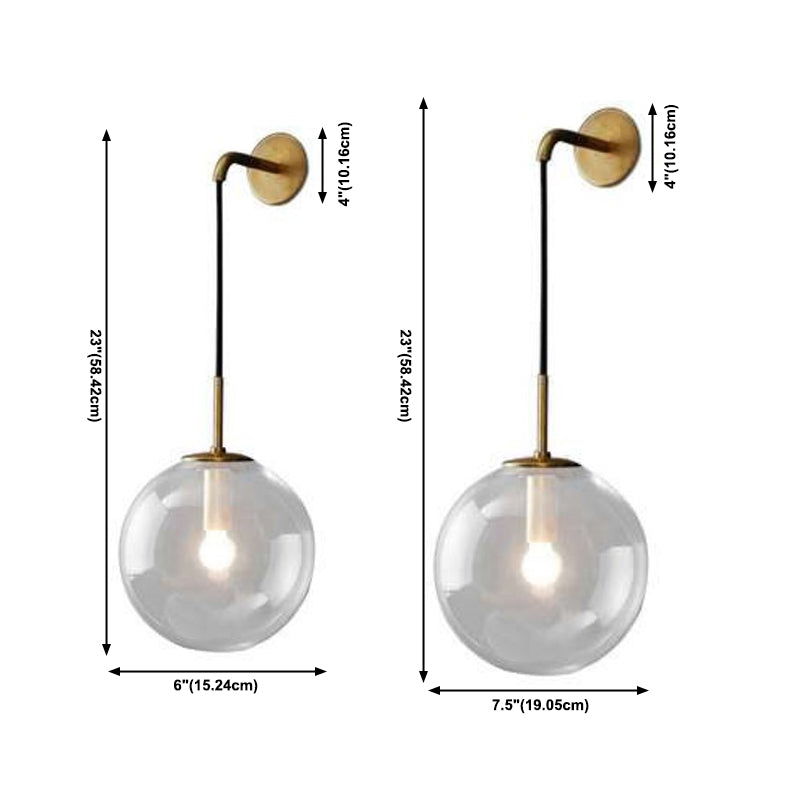 Postmodern Style Round Shade Wall Sconce Transparent Glass 1 Light Sconces for Bedroom
