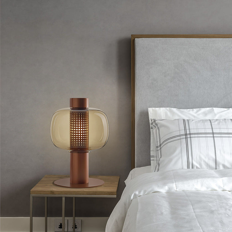 Modern Creative Table Lamp Lacquered Iron Indoor Table Lamps with Glass Shade