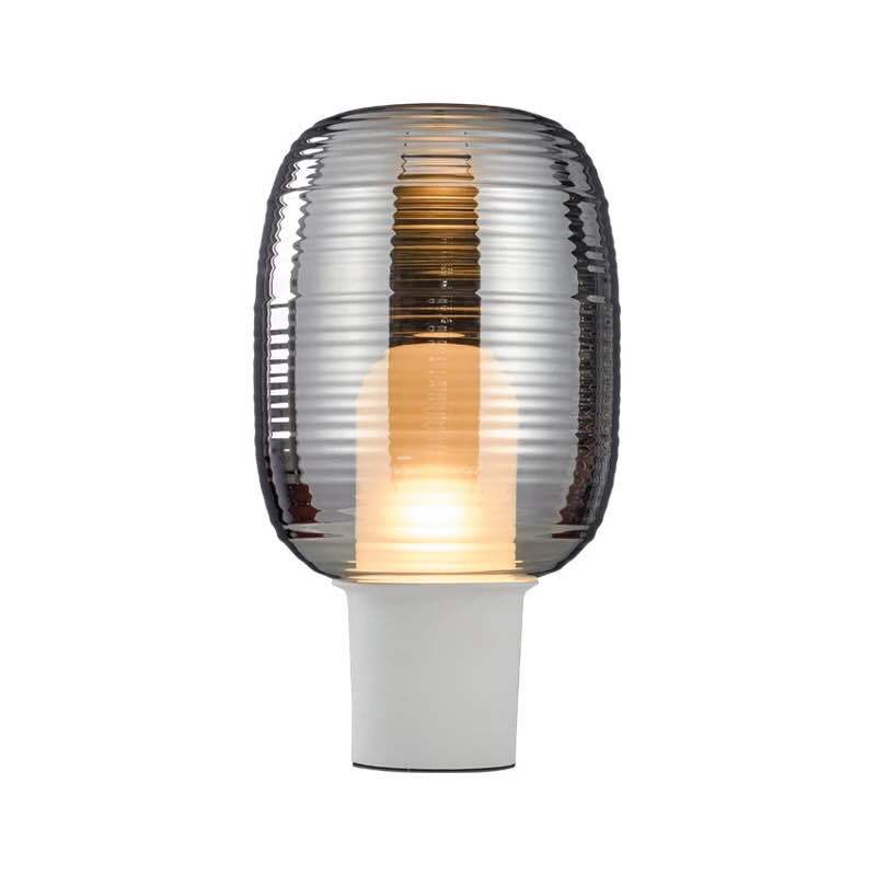 Modern Creative Drum Table Lamp Wrought Iron Desk Lamp with Glass Shade