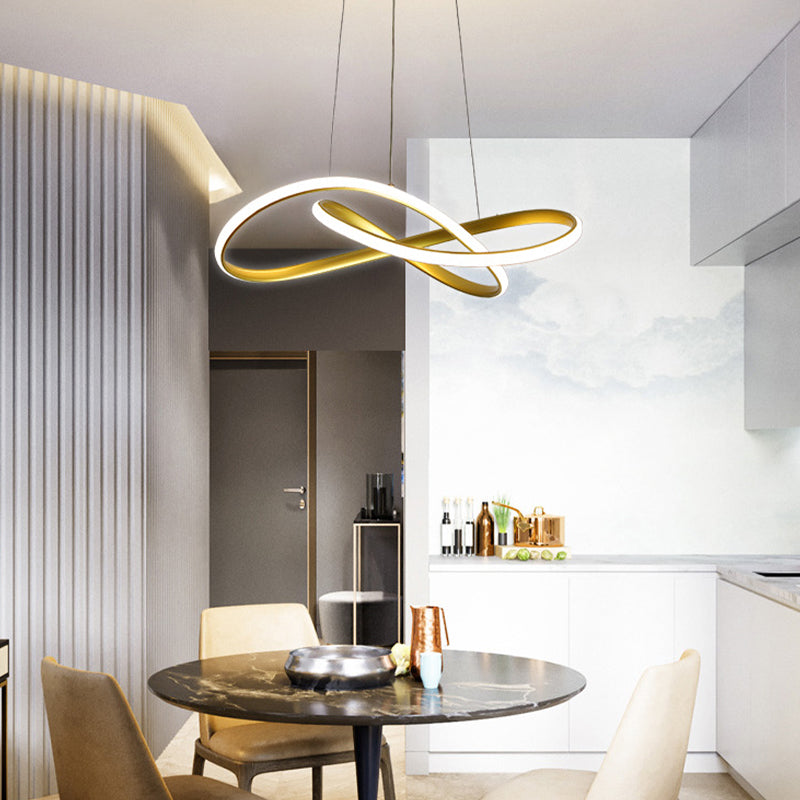 Siliconen LED lineaire hangende lamp in moderne eenvoud gelakte aluminium kroonluchter voor eetkamer