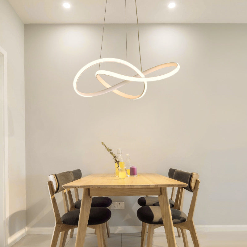 Siliconen LED lineaire hangende lamp in moderne eenvoud gelakte aluminium kroonluchter voor eetkamer