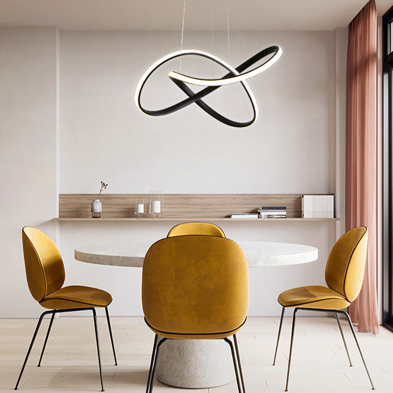 Siliconen LED lineaire hangende lamp in moderne eenvoud gelakte aluminium kroonluchter voor eetkamer