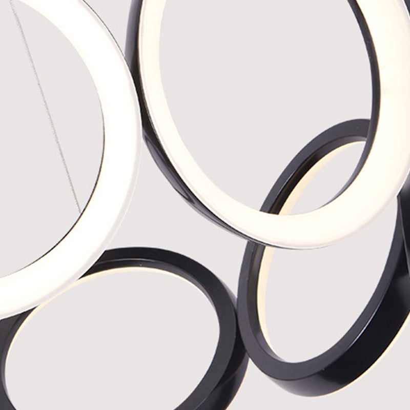 Elektroplate aluminium led kroonluchter in moderne eenvoud acryl circulaire hanglamp in zwart