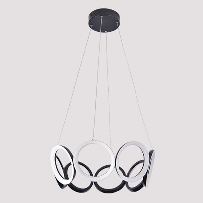 Elektroplate aluminium led kroonluchter in moderne eenvoud acryl circulaire hanglamp in zwart