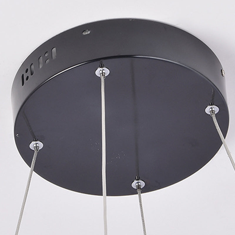 Elektroplate aluminium led kroonluchter in moderne eenvoud acryl circulaire hanglamp in zwart