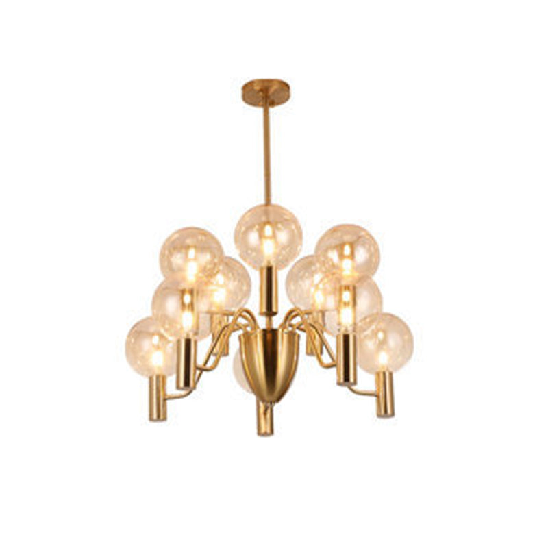 Glazen bol hanglamp in moderne luxe stijl elektroplate ijzer kroonluchter in goud