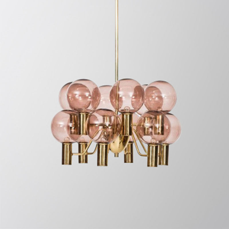 Glazen bol hanglamp in moderne luxe stijl elektroplate ijzer kroonluchter in goud