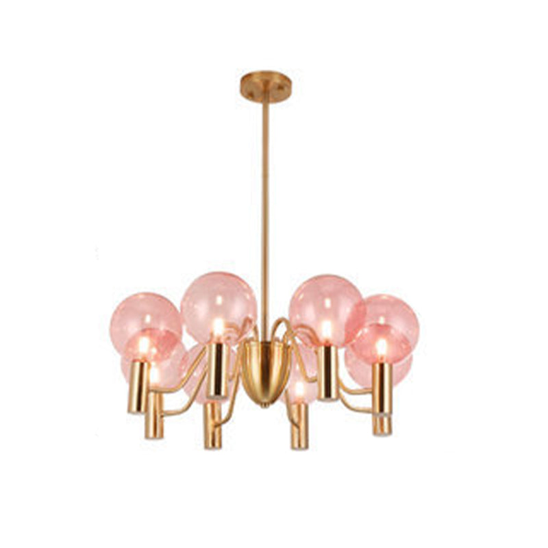 Glazen bol hanglamp in moderne luxe stijl elektroplate ijzer kroonluchter in goud