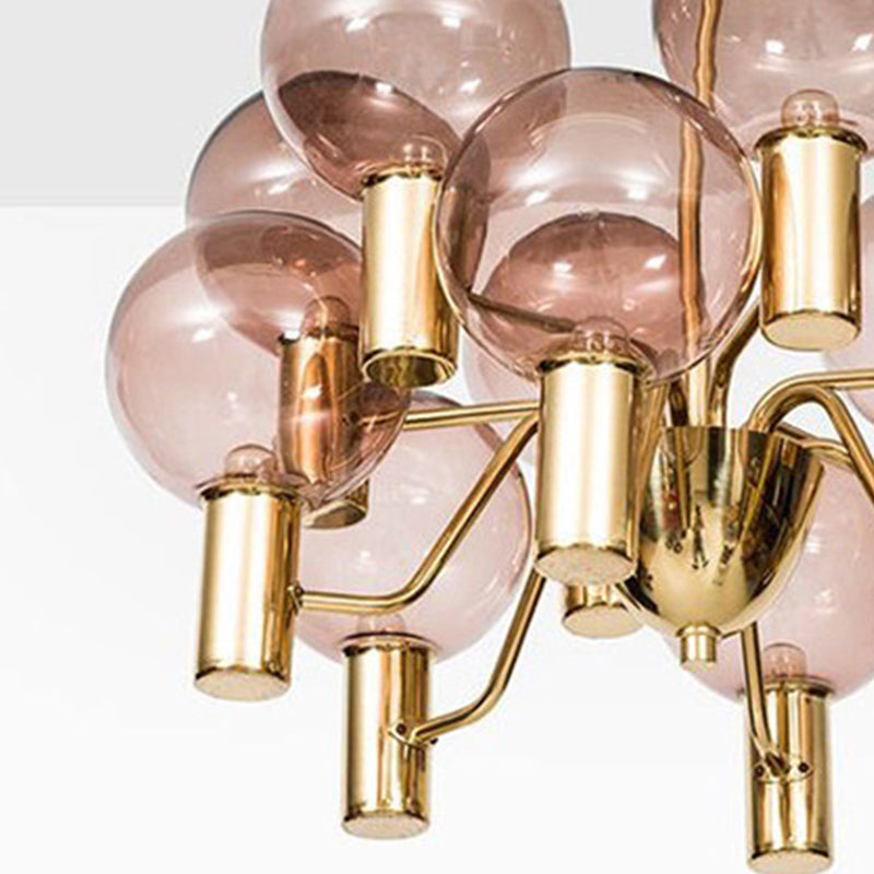 Glazen bol hanglamp in moderne luxe stijl elektroplate ijzer kroonluchter in goud